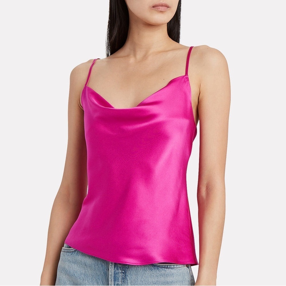 INTERMIX Private Label Fayette Cowl Neck Silk Pink Cami Camisole Top EUC Size S